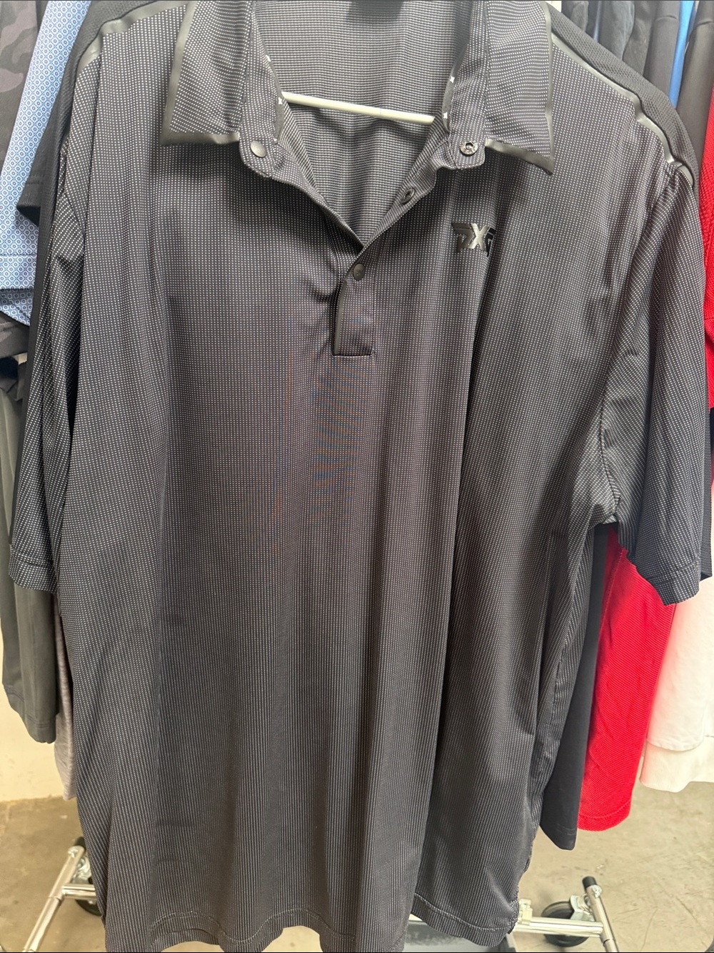 PXG Men's Black Pinstripe Golf Polo